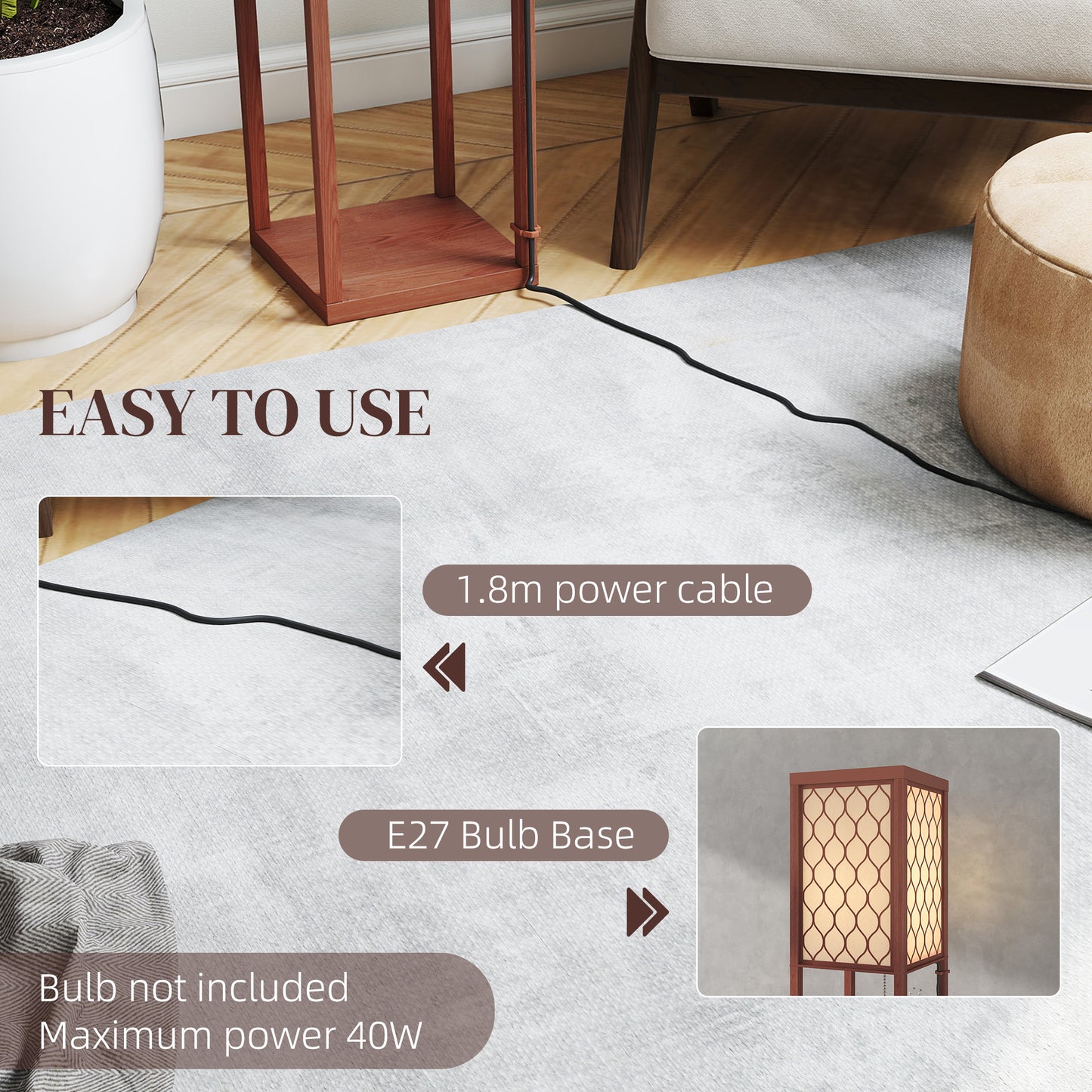 LightGlow Three-Shelf Standing Lamp - Brown/White