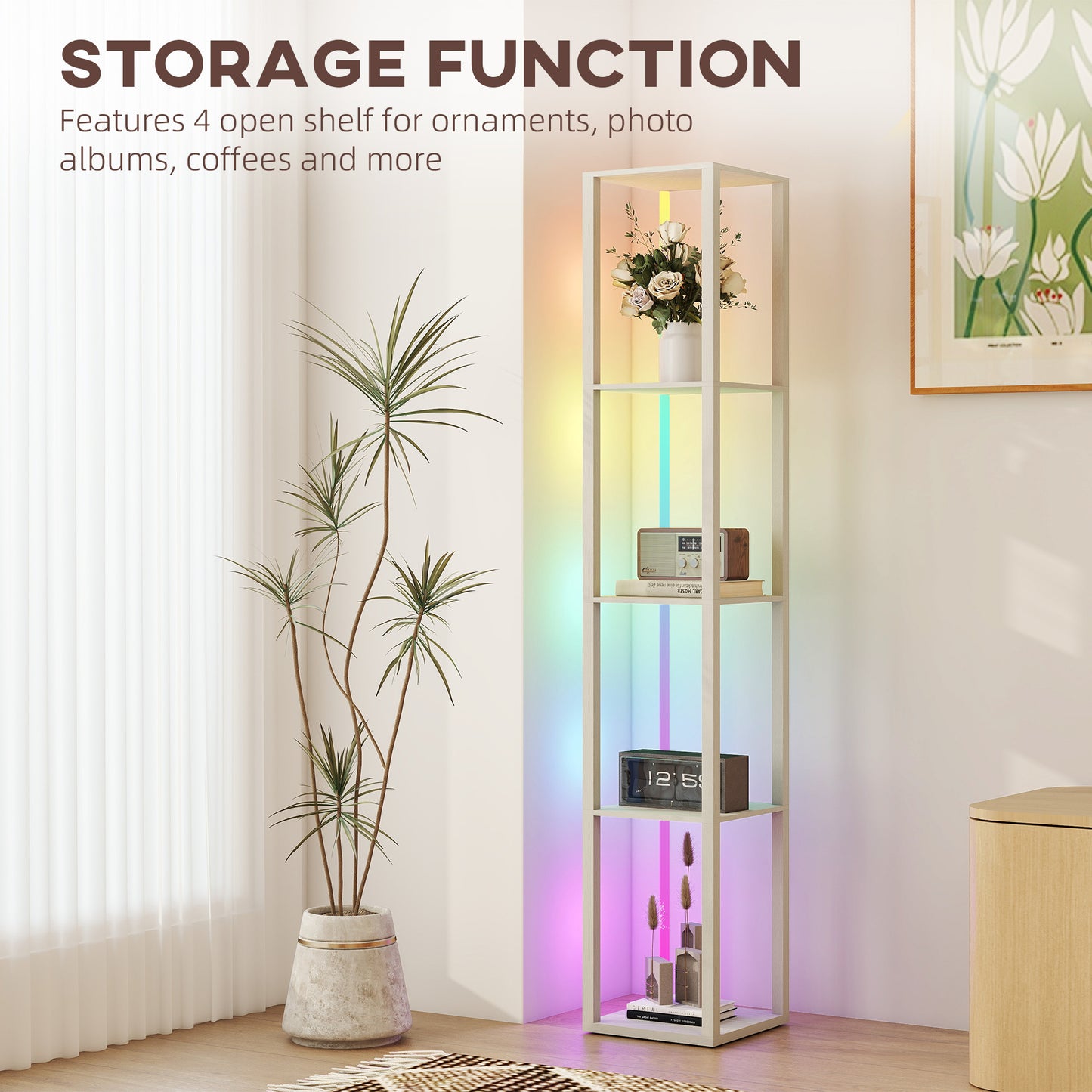 LightGlow RGB Shelf Floor Lamp - Oak
