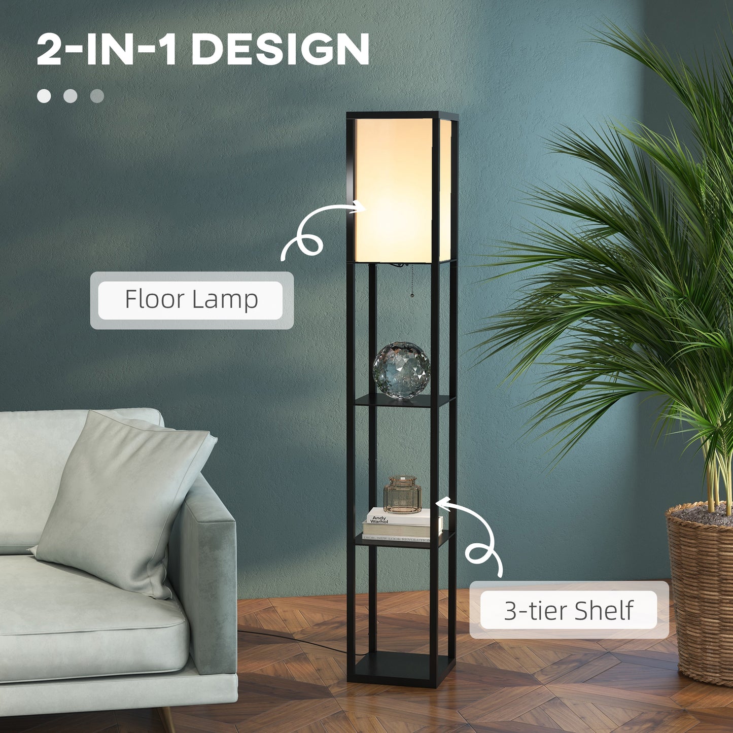 LightGlow 3-Tier Floor Lamp - Black