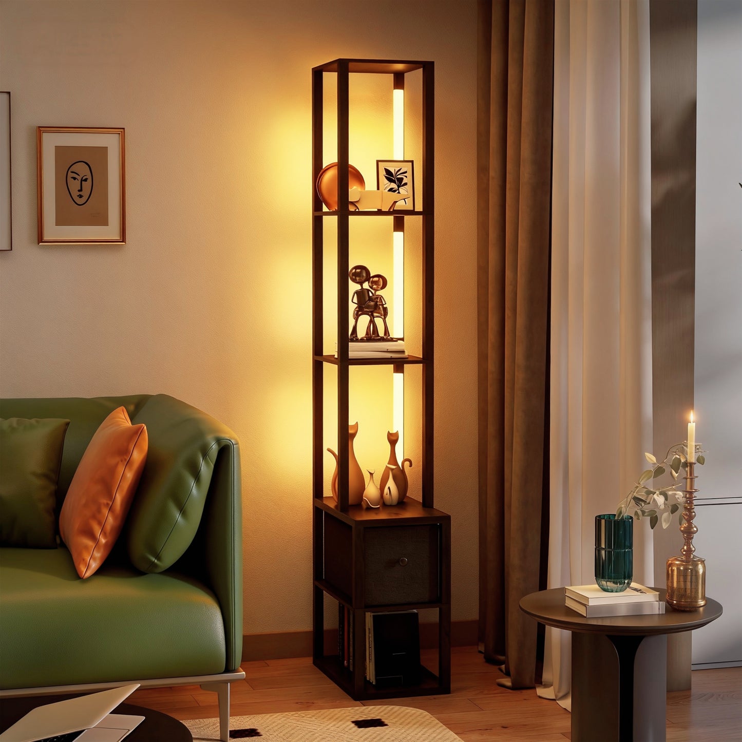 LightGlow Shelf Floor Lamp - Black