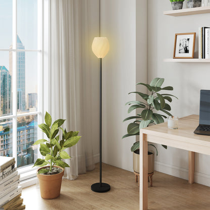LightGlow Premium Flower Floor Lamp for Living Room, 3D Printed Modern Standing Lamp with Rose Shade & Foot Switch, Minimalist Tall Pole Lampshade for Bedroom, Office, E27 Holder without Bulb (25W Max), White