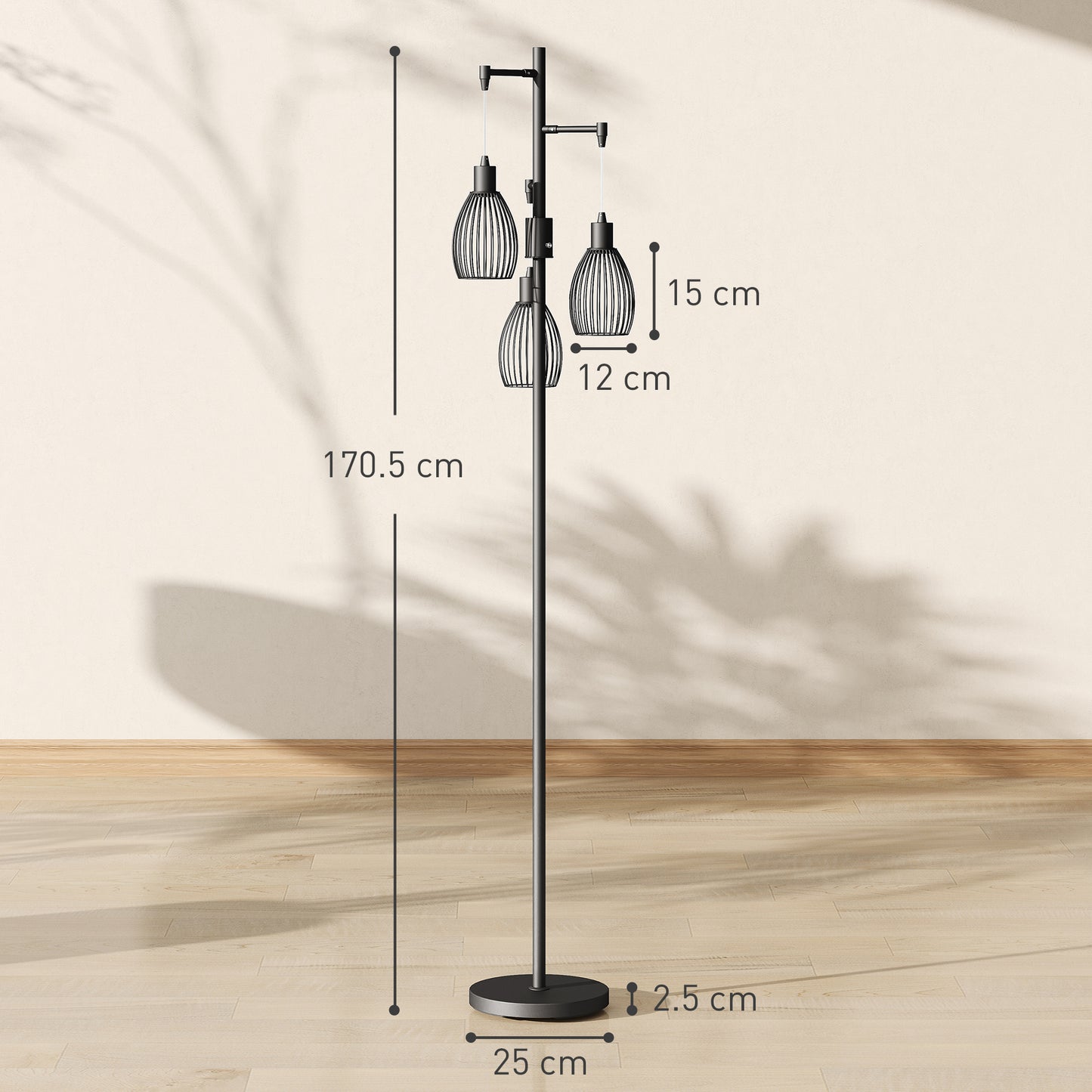 LightGlow 3-Light LED Floor Lamp - Black