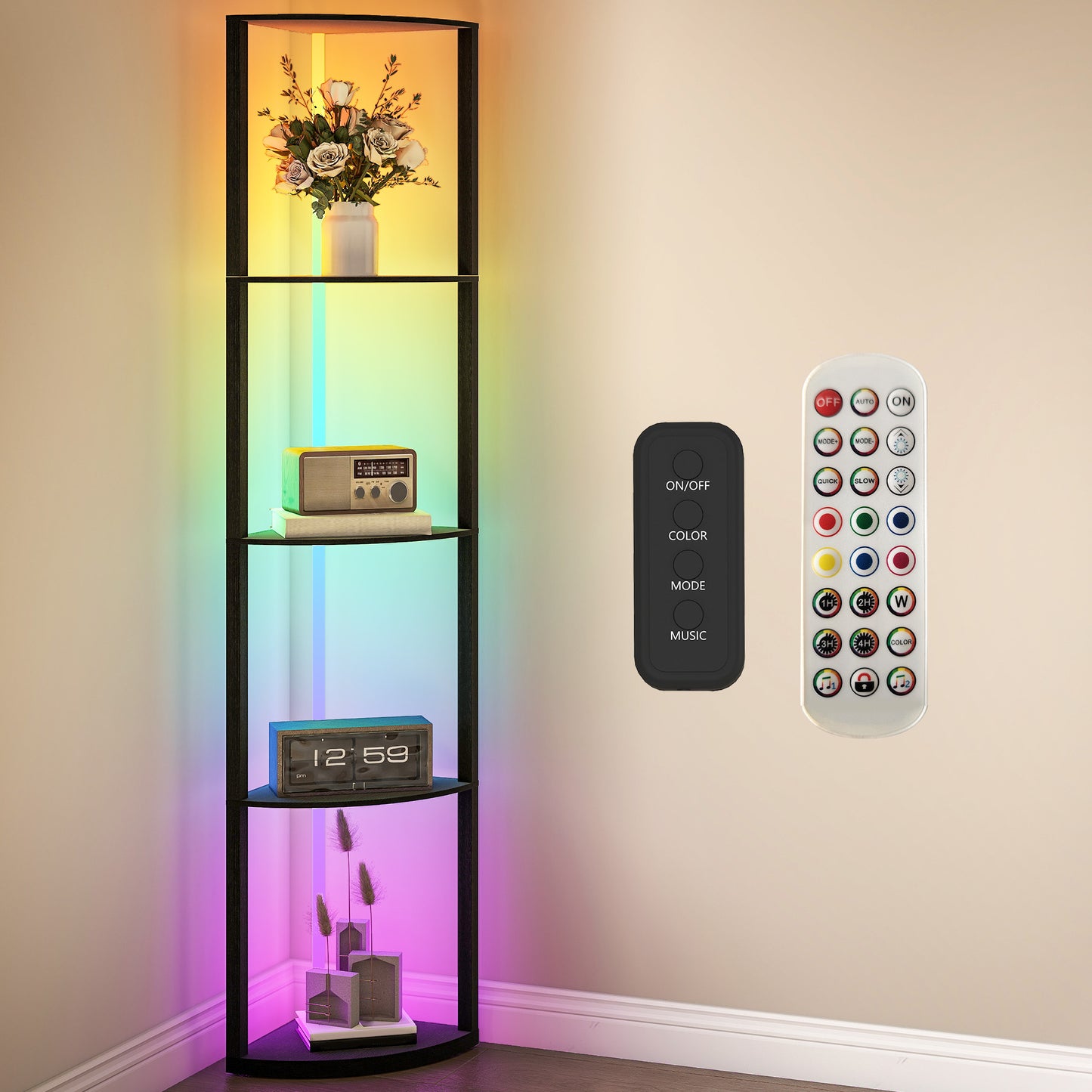 LightGlow RGB Shelf Floor Lamp - Black