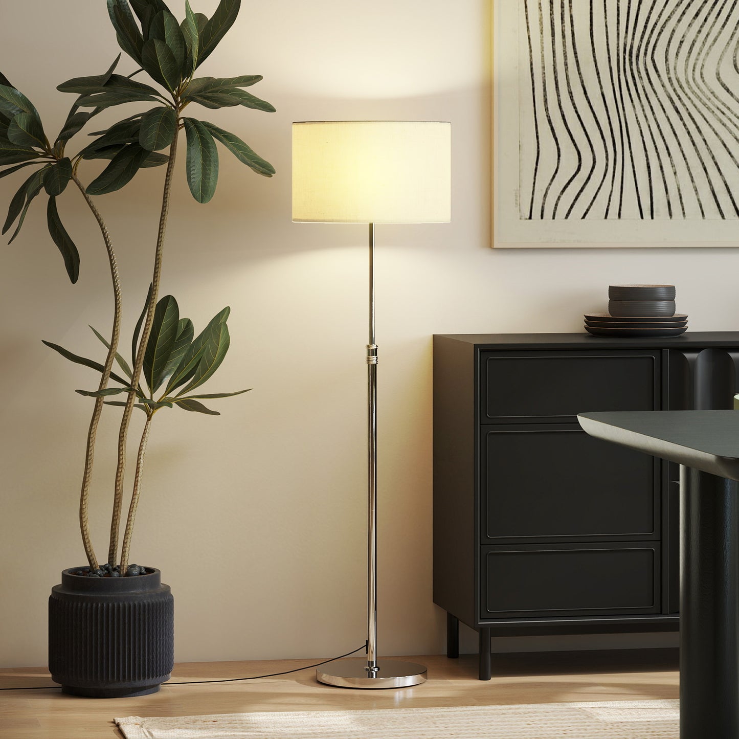 LightGlow Adjustable Floor Lamp - Silver