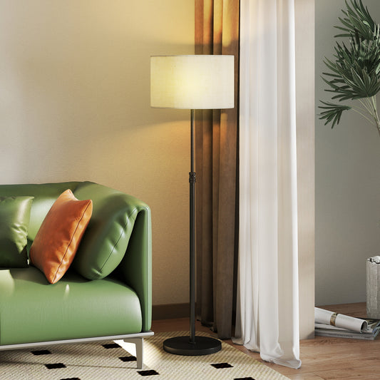 LightGlow Premium Floor Lamp with Remote, Height Adjustable Standing Lamp with Linen Shade, Dimmable with 3000K-6000K Adjustable Colour Temperatures, Foot Switch for Living Room Bedroom Office, Black