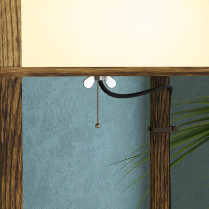 LightGlow Modern Shelf Floor Lamp - Brown