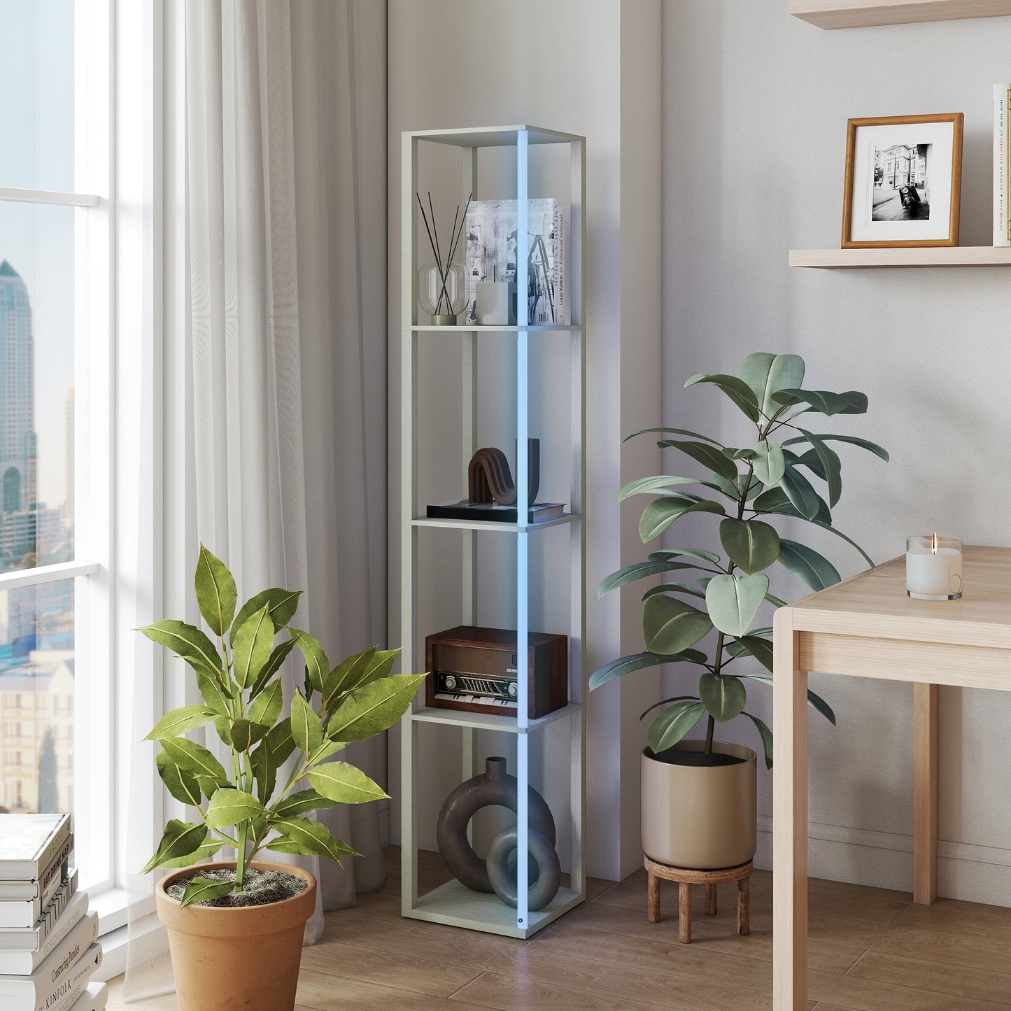 LightGlow RGB Shelf Floor Lamp - Oak