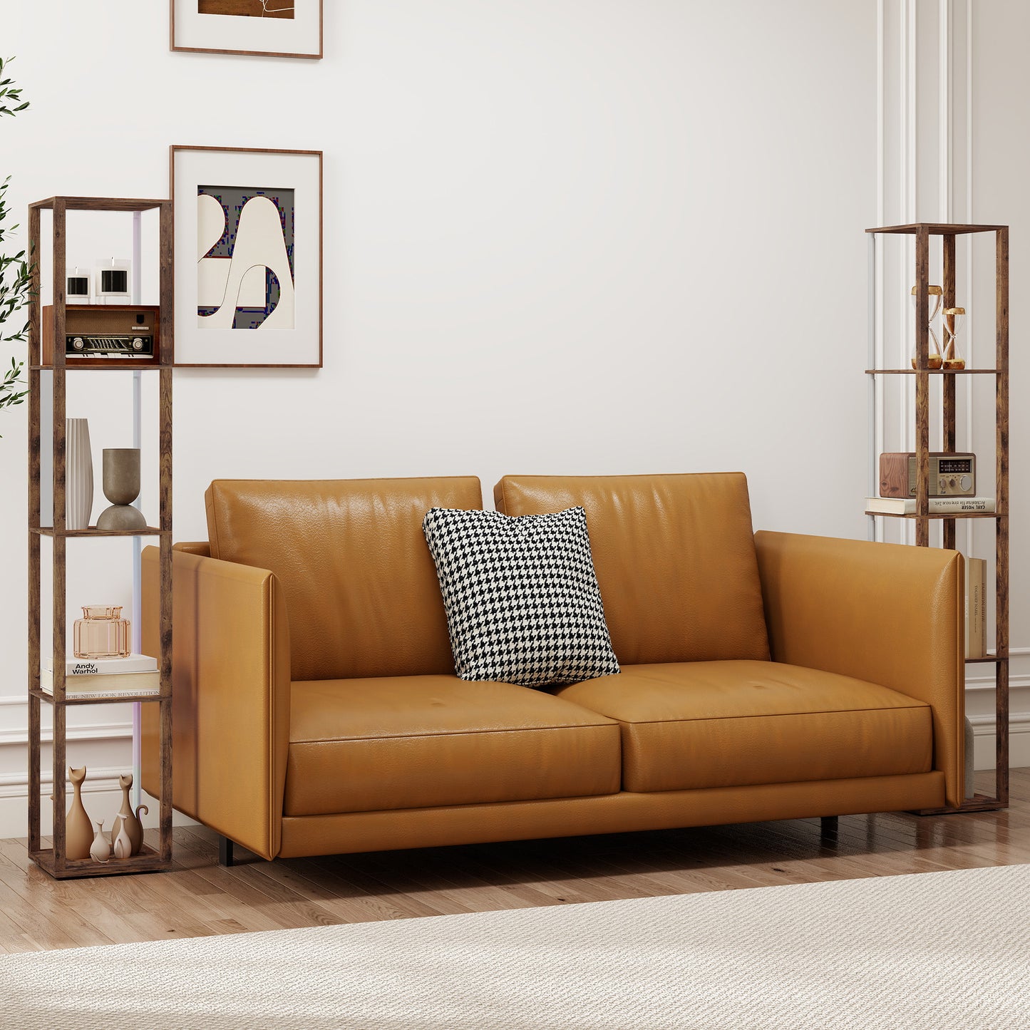 LightGlow RGB Shelf Floor Lamp - Rustic Brown
