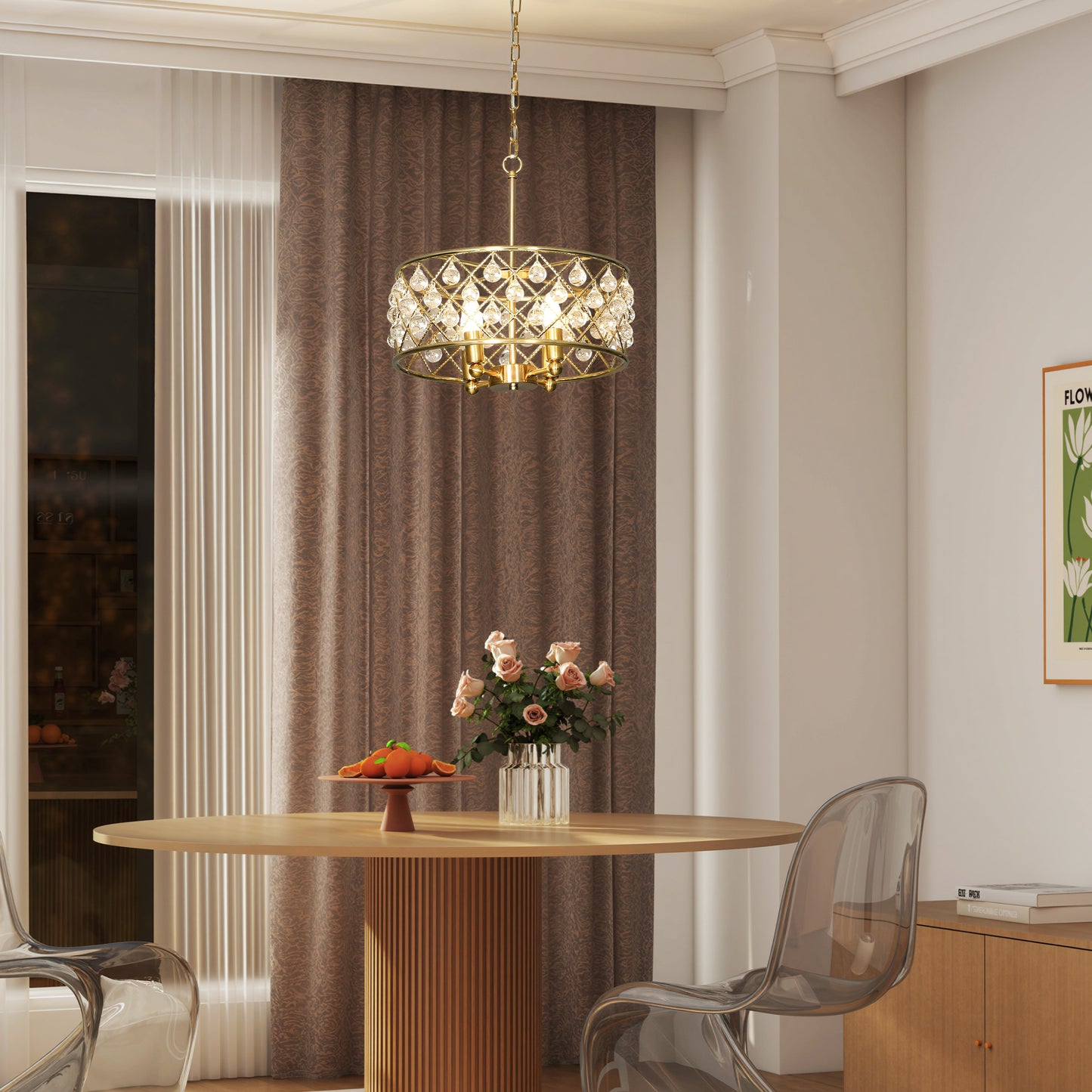 LightGlow Crystallite Four-Bulb Chandelier - Gold