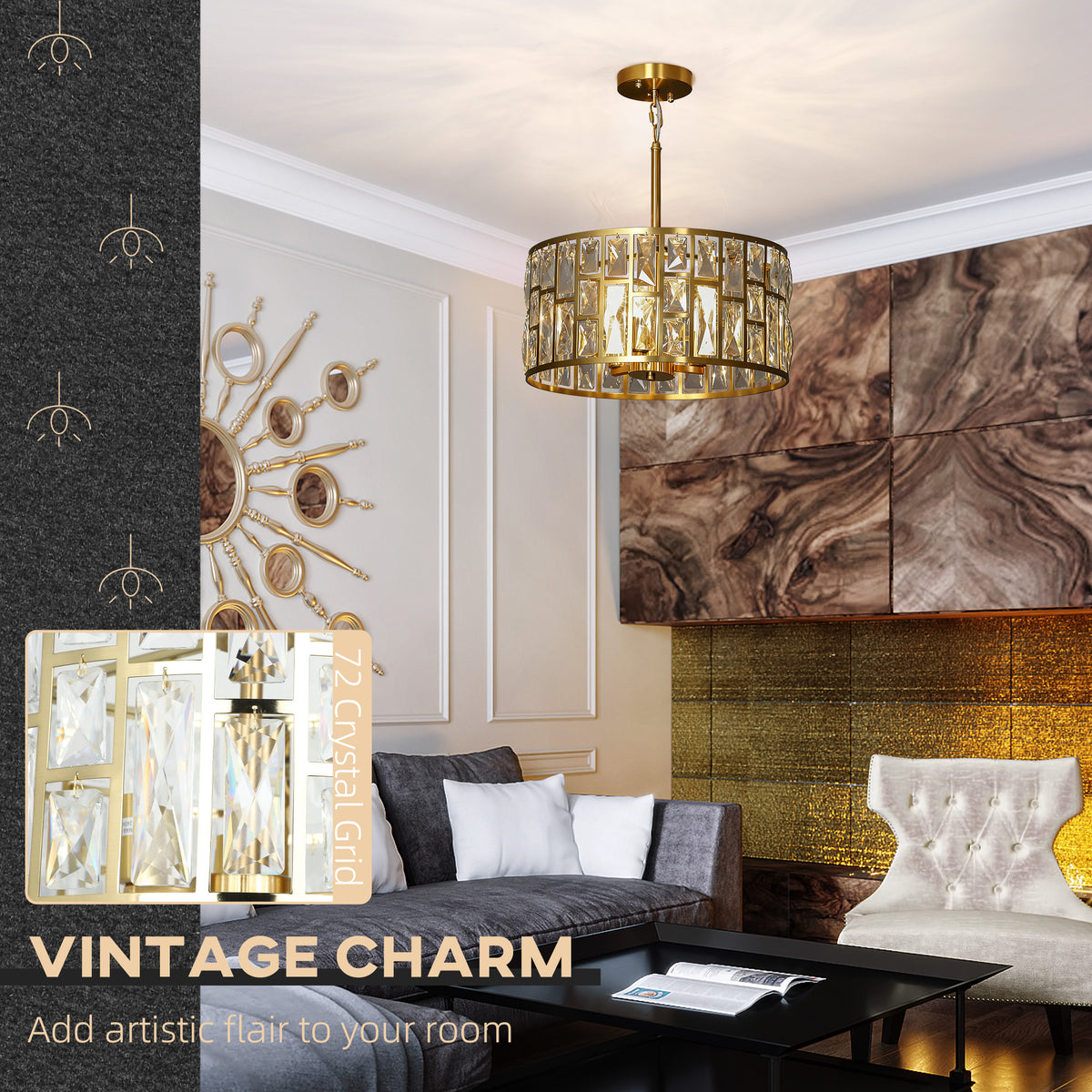 LightGlow Crystallite Chandelier - Gold