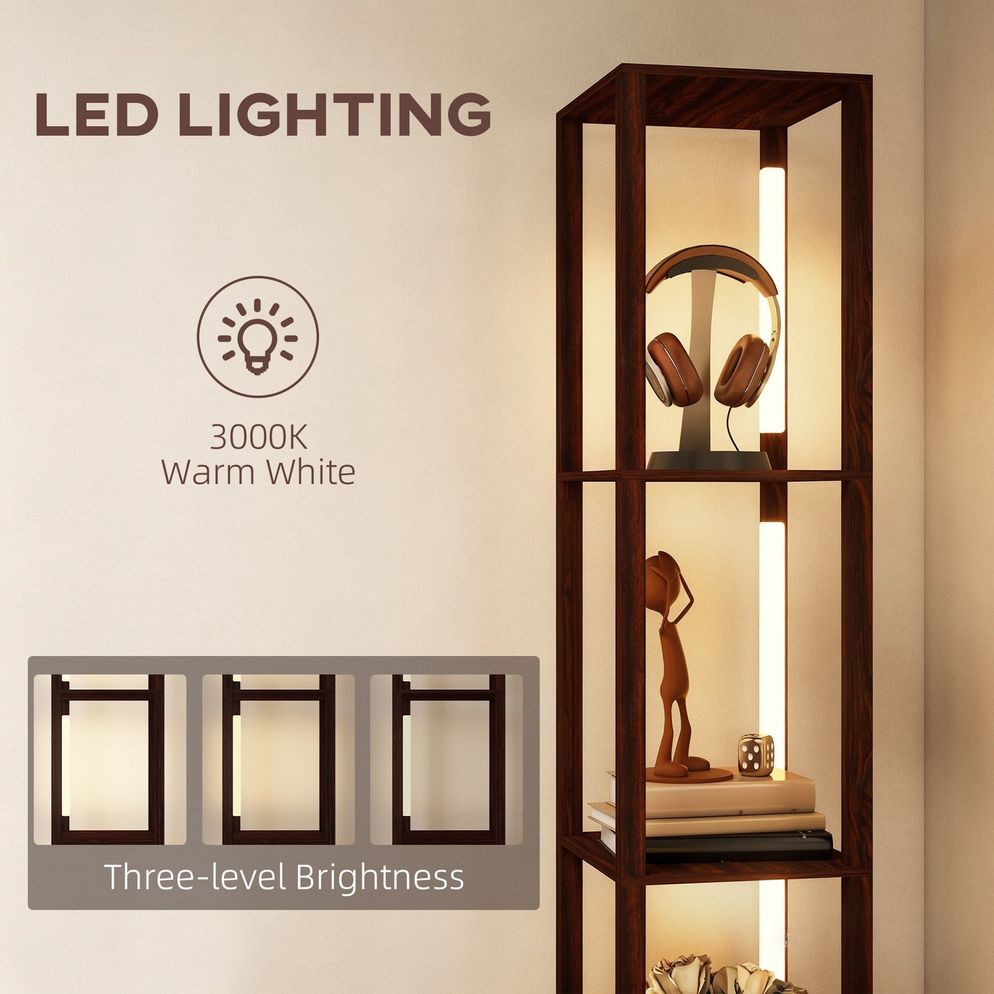 LightGlow Shelf Floor Lamp - Dark Brown