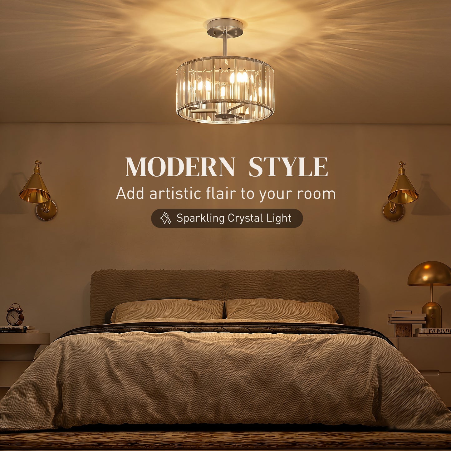 LightGlow Crystal Ceiling Light - Silver