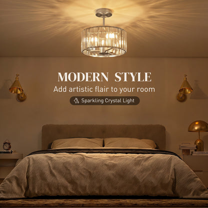 LightGlow Crystal Ceiling Light - Silver