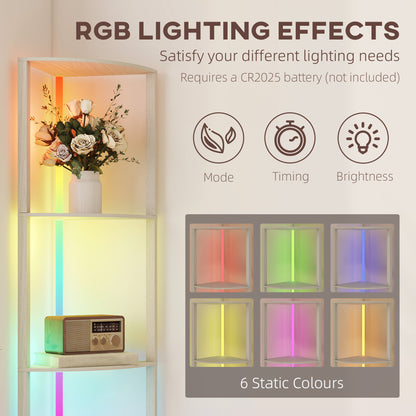 LightGlow 4-Tier RGB Floor Lamp - Oak