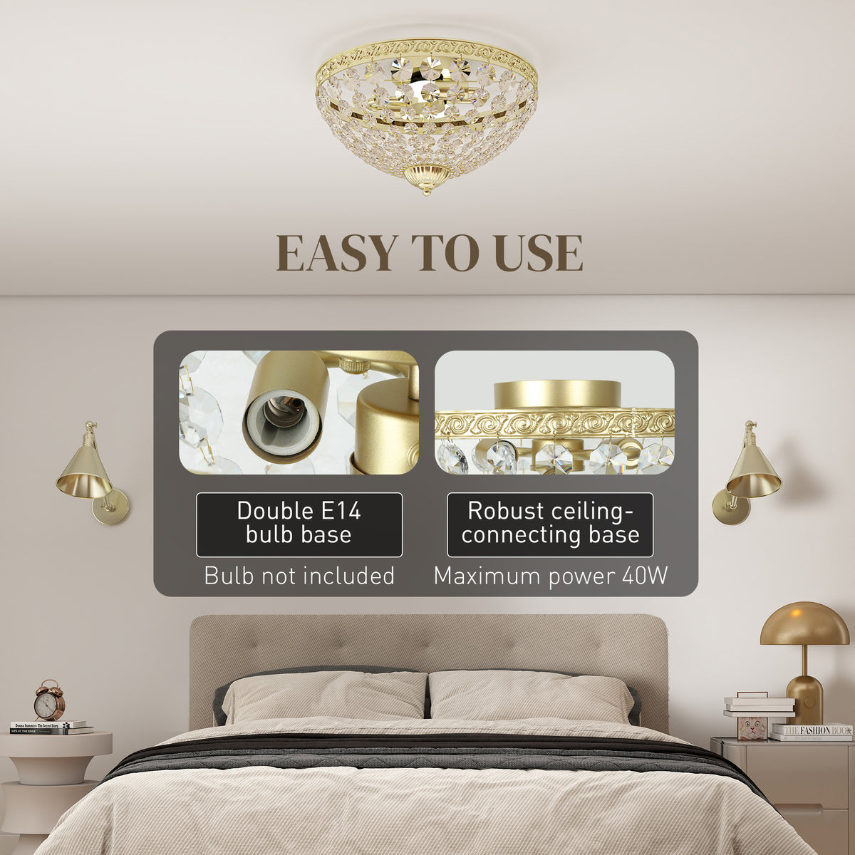 LightGlow Crystal Chandelier - Gold