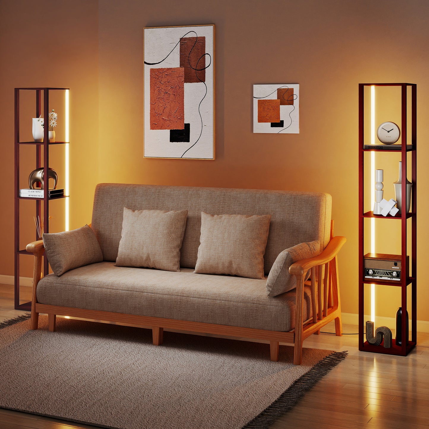 LightGlow RGB Shelf Floor Lamp - Brown