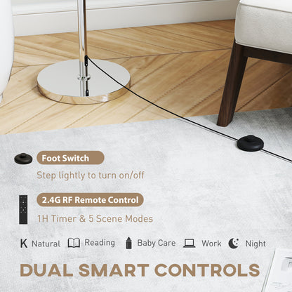 LightGlow Adjustable Floor Lamp - Silver
