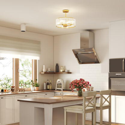 LightGlow Crystal Ceiling Light - Gold