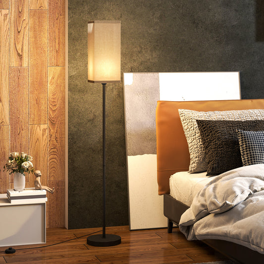 LightGlow Premium Floor Lamp, Modern Standing Lamp with Linen Shade, Tall Lamps for Living Room, Bedroom, with Foot Switch, Bulb not Included, Black