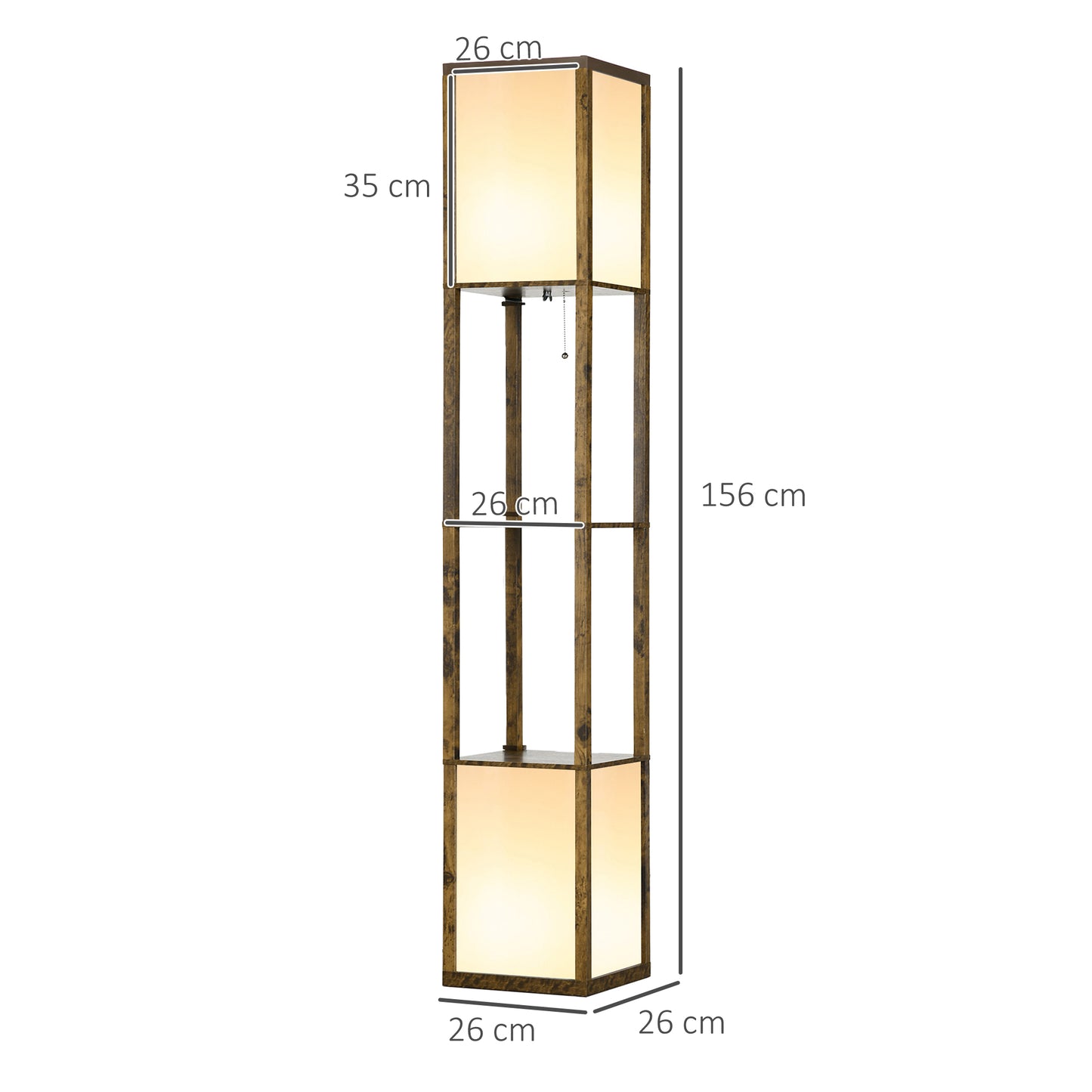 LightGlow Modern Shelf Floor Lamp - Brown