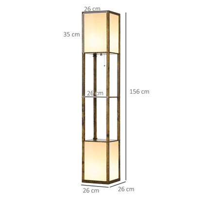 LightGlow Modern Shelf Floor Lamp - Brown