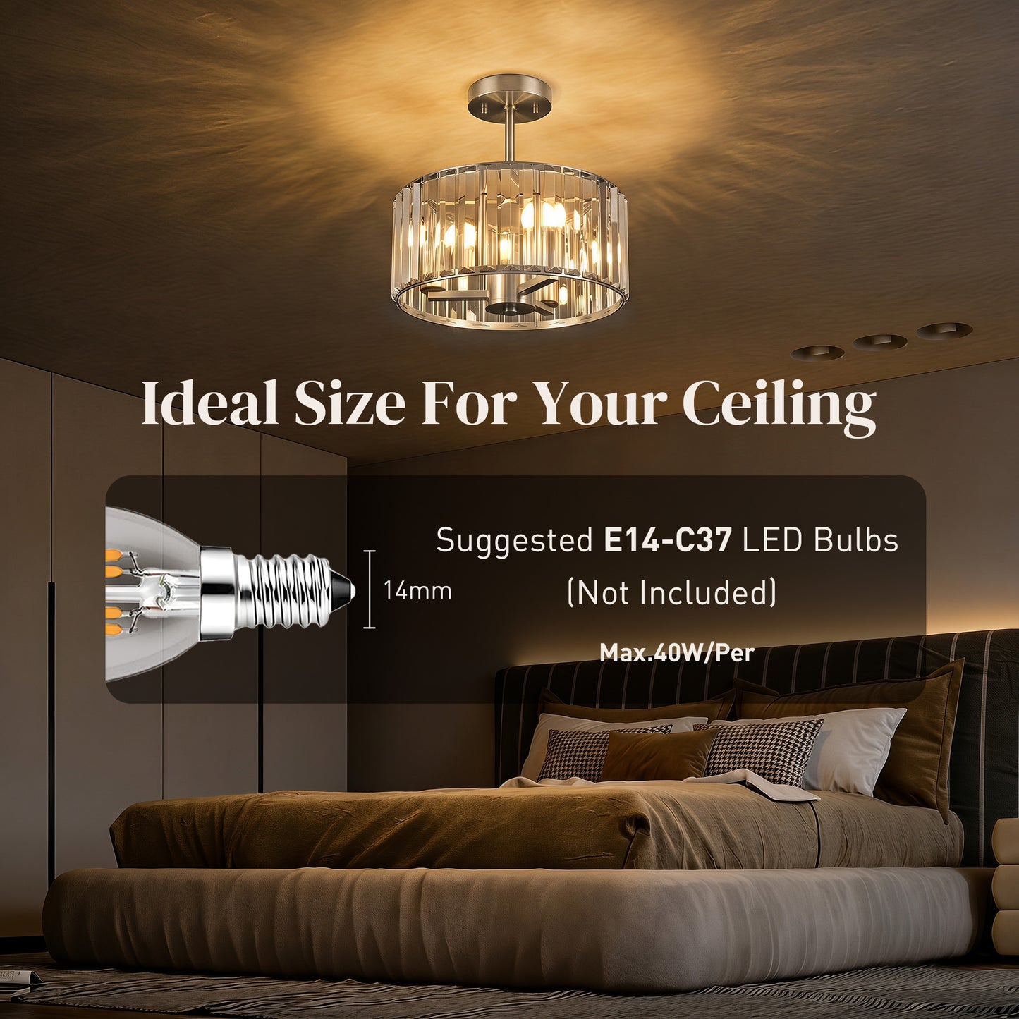 LightGlow Crystal Ceiling Light - Silver