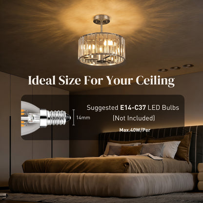 LightGlow Crystal Ceiling Light - Silver