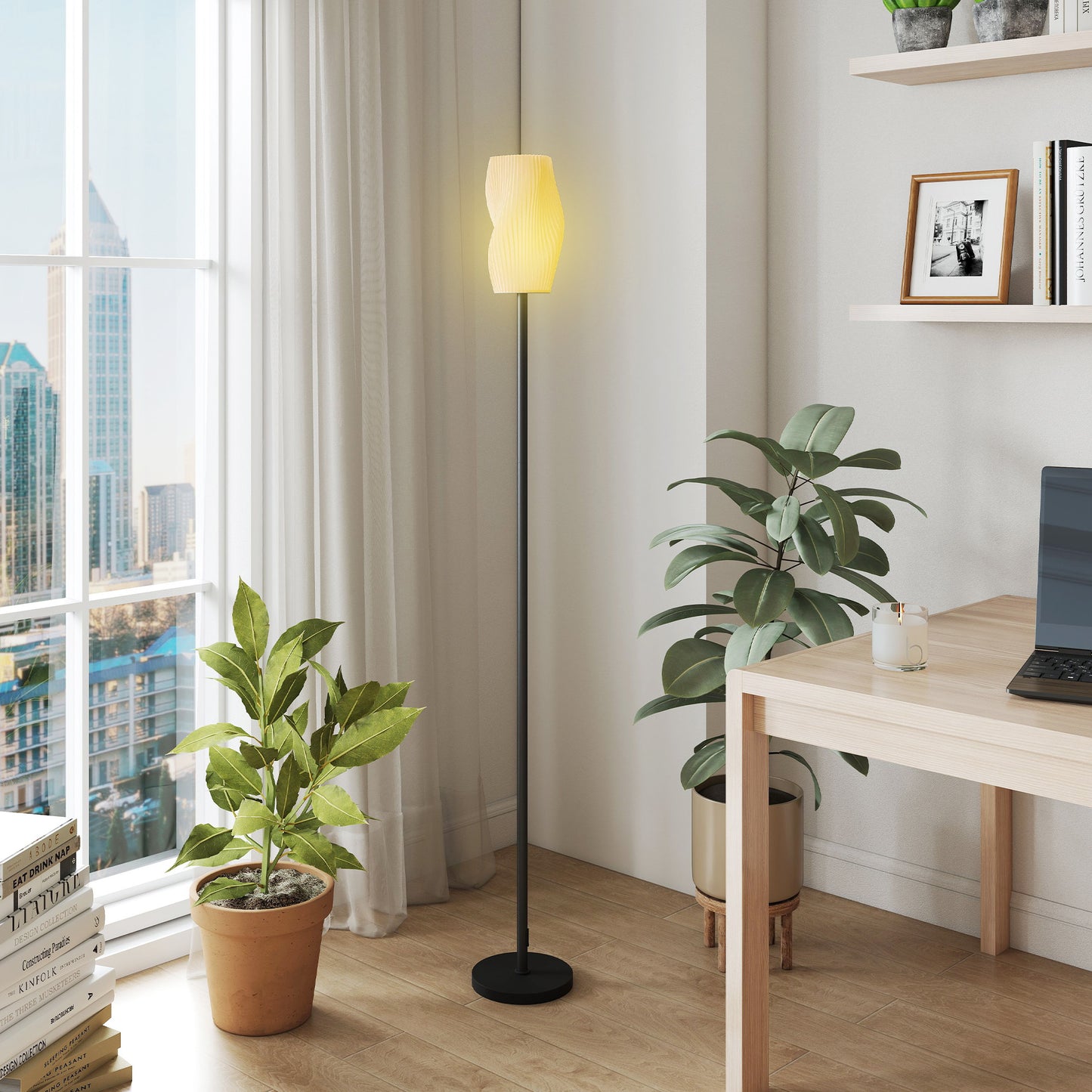 LightGlow Premium Floor Lamp for Living Room, 3D Printed Modern Standing Lamp with Flowing Curved Shade & Foot Switch, Minimalist Tall Pole Lampshade for Bedroom, Office, E27 Holder without Bulb (25W Max), White