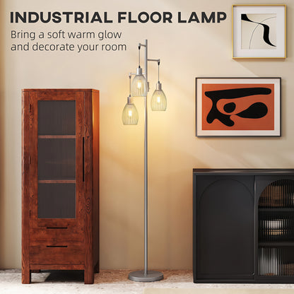 LightGlow Industrial Floor Lamp - Silver