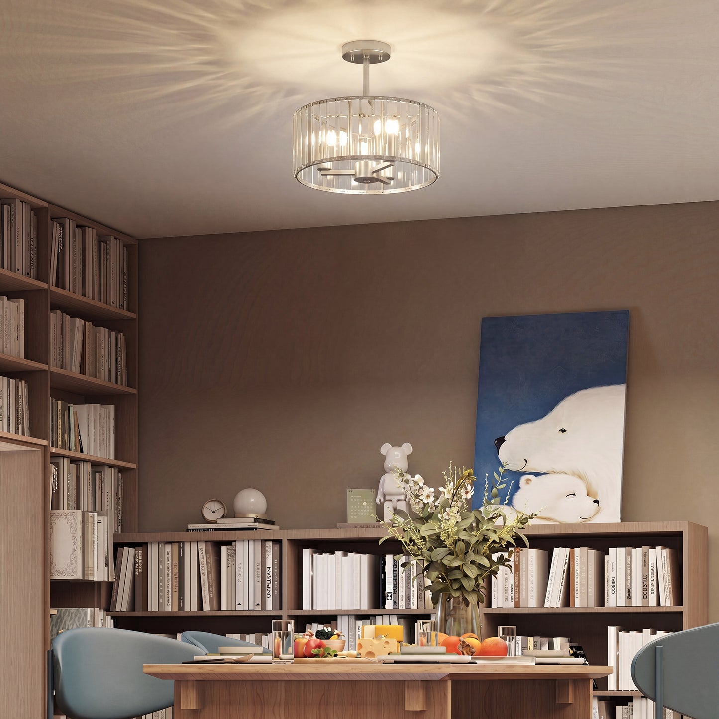 LightGlow Crystal Ceiling Light - Silver