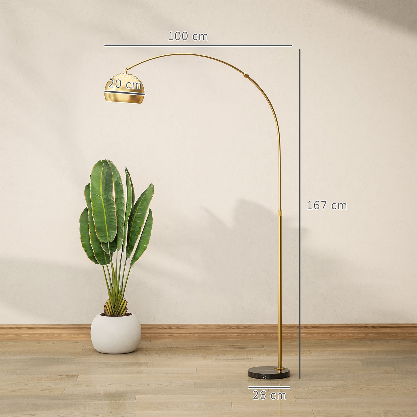 LightGlow Arc Floor Lamp - Gold