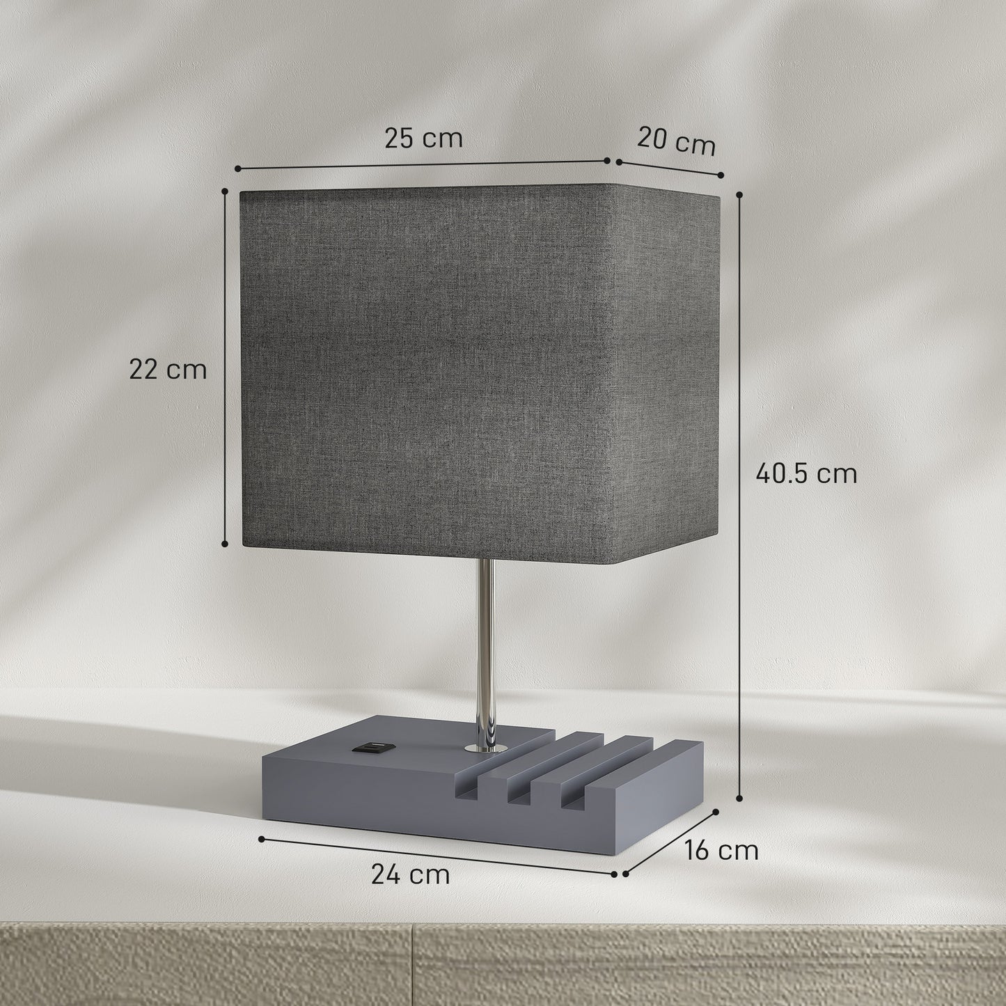 LightGlow Bedside Lamp - Grey
