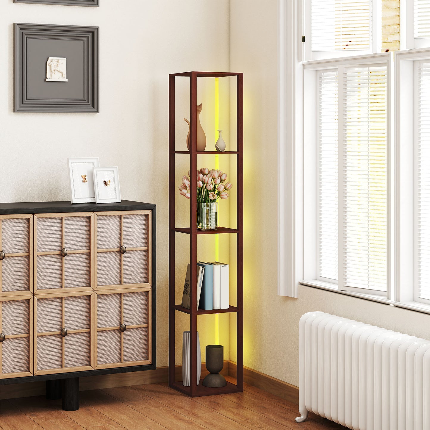 LightGlow RGB Shelf Floor Lamp - Brown