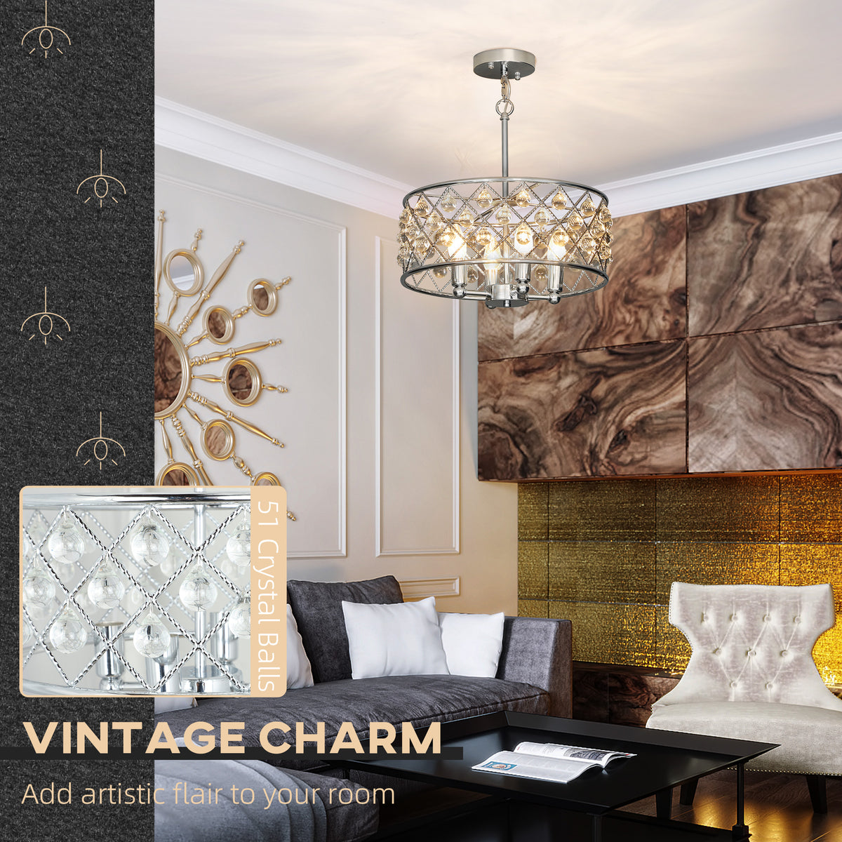 LightGlow Four-Bulb Crystallite Chandelier - Silver-Tone