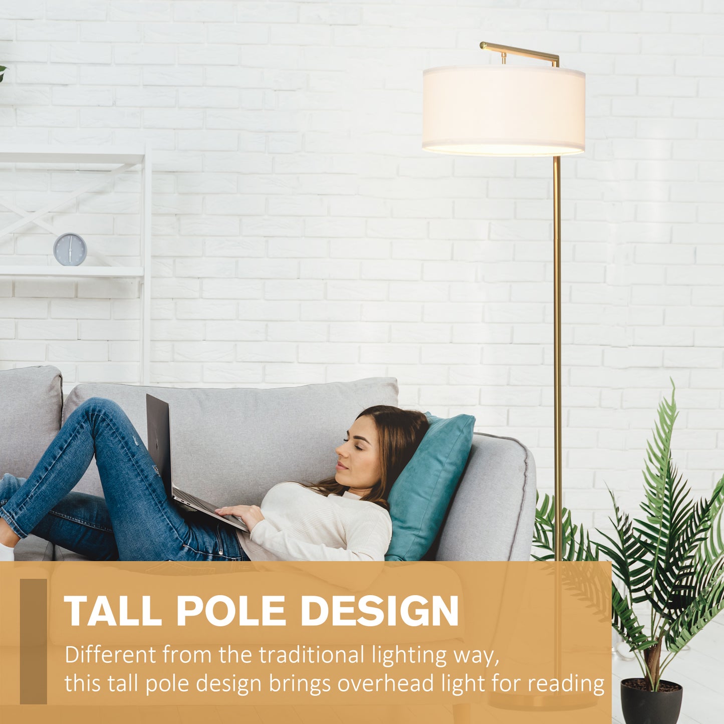 LightGlow Modern Floor Lamp - Gold White