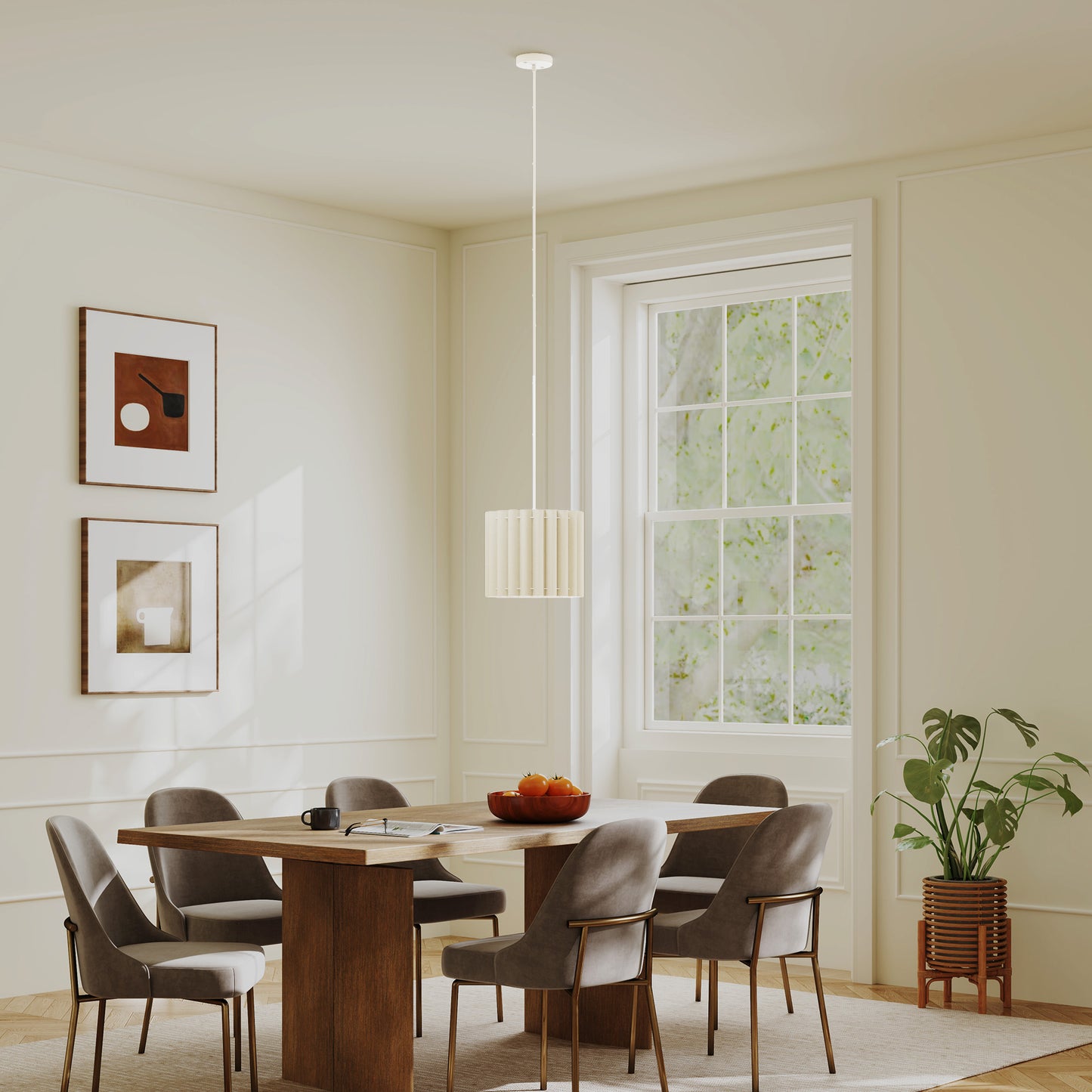 LightGlow Linen Pendant Light - White