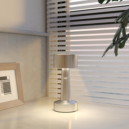 LightGlow Premium Cordless Table Lamp, Touch LED Desk Lamp with Rechargeable Battery, 3 Colour, for Bedroom Living Room, Silver