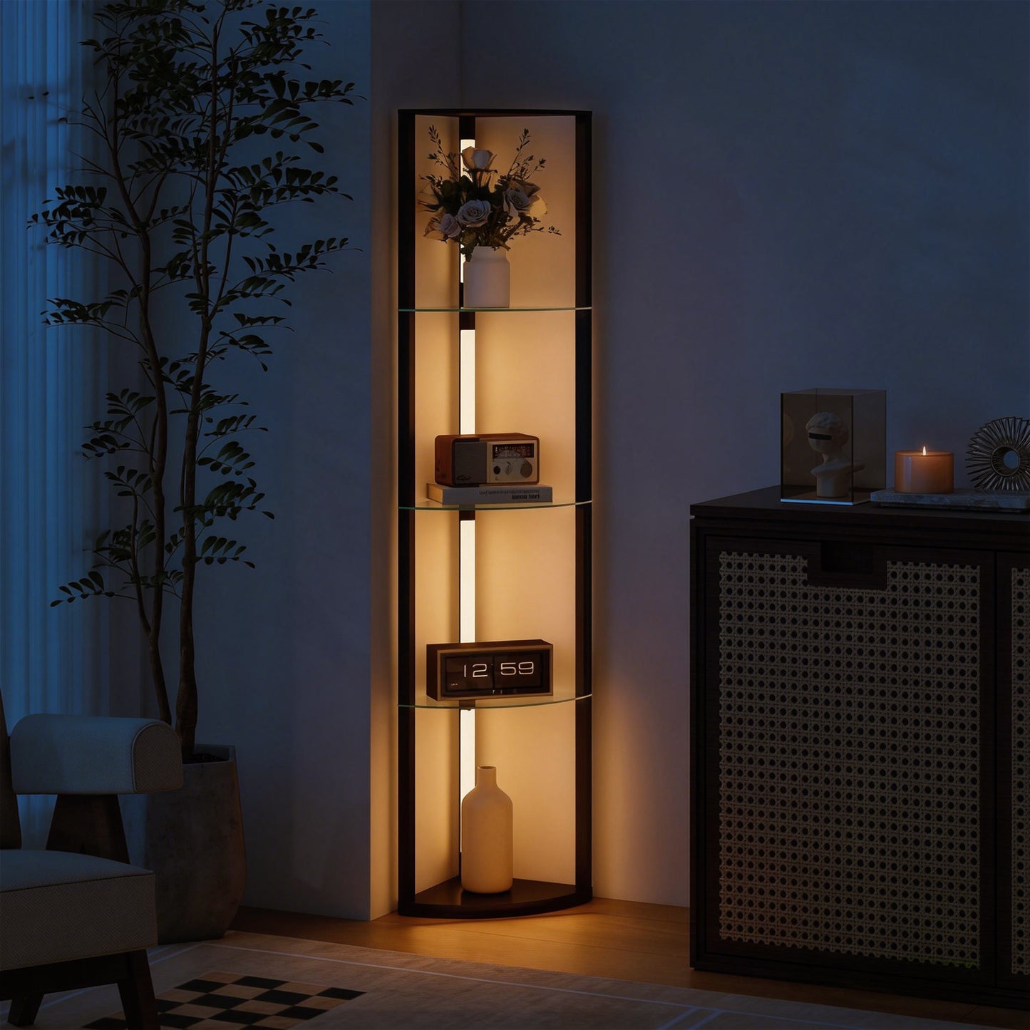 LightGlow Shelf Floor Lamp - Black