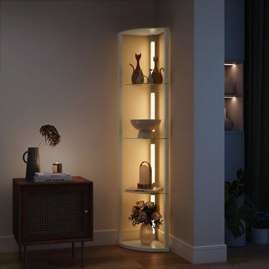 LightGlow Premium LED Floor Lamp with Shelves, Dimmable Standing Lamp with Foot Switch for Living Room, Bedroom, Grey