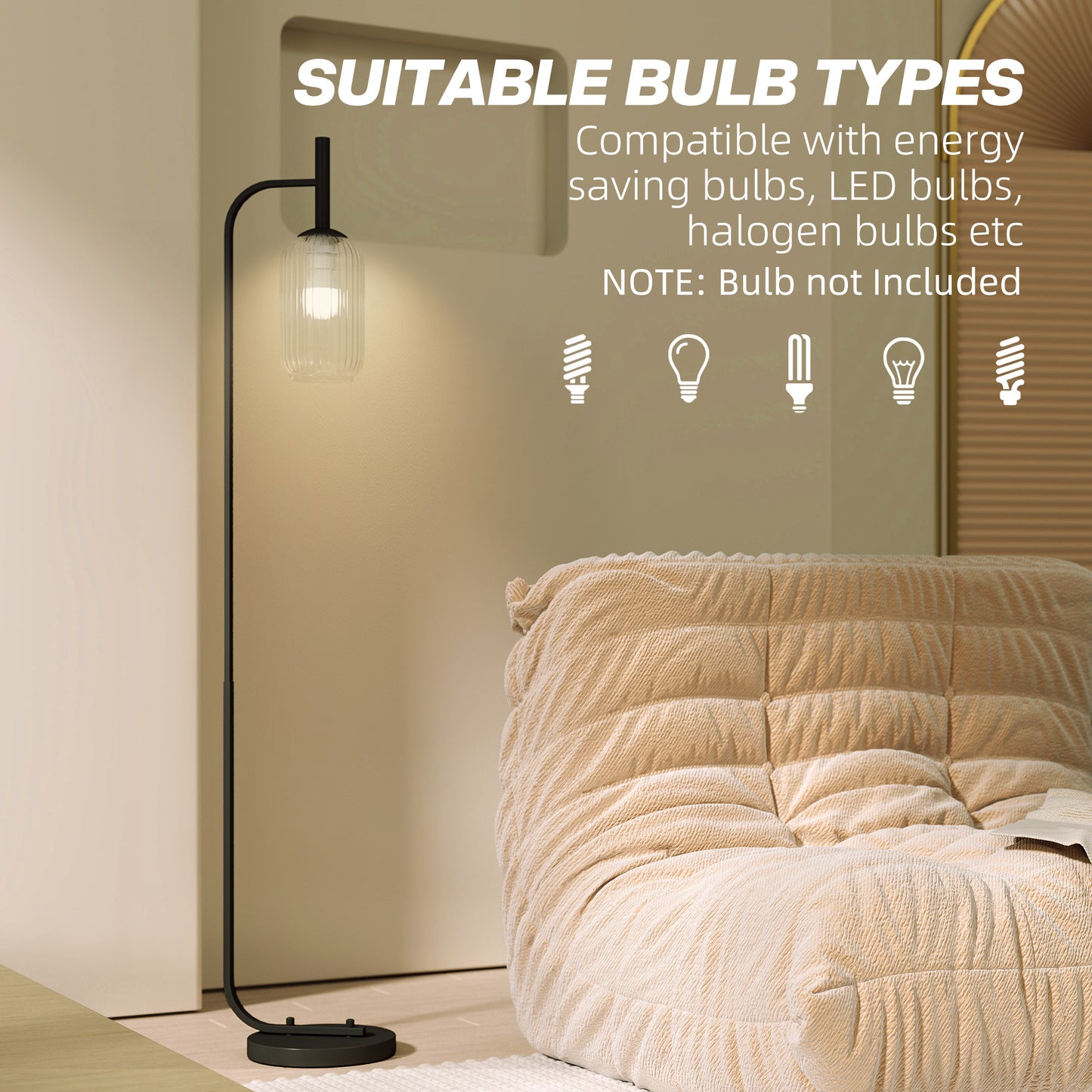 LightGlow Modern Floor Lamp - Black