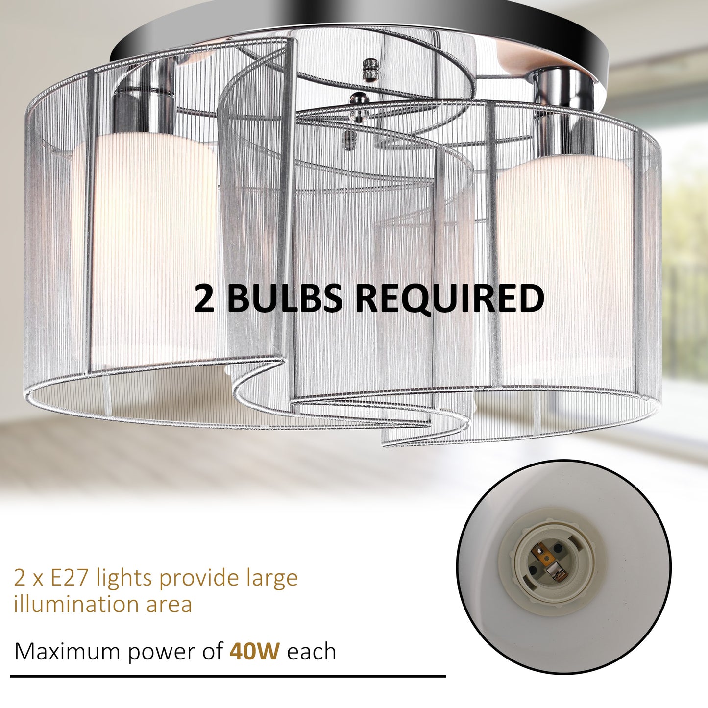 LightGlow Modern Chandelier - White Silver