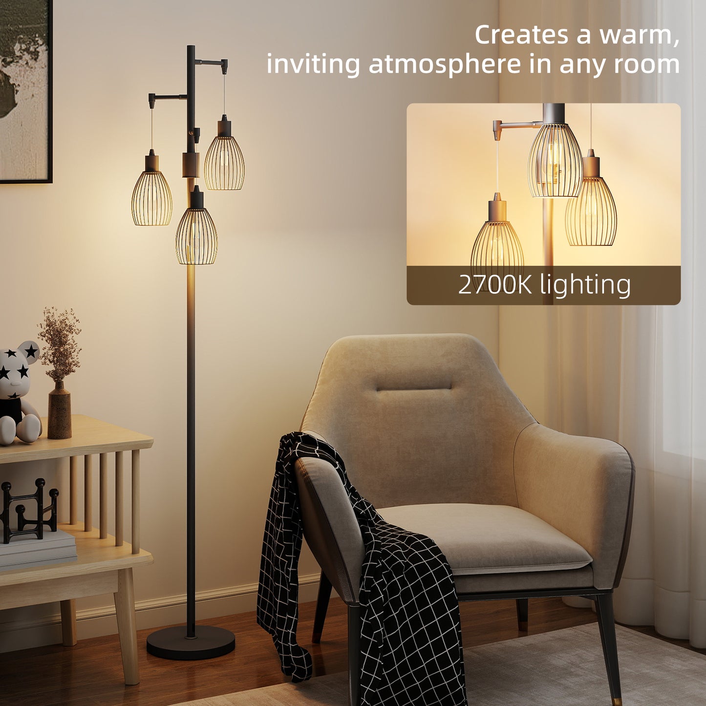 LightGlow 3-Light LED Floor Lamp - Black