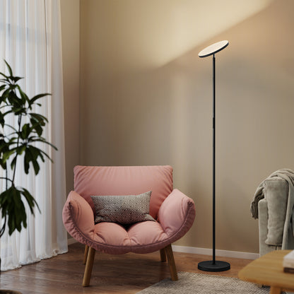 LightGlow Premium RGB Uplighter Floor Lamp, Tall Dimmable Standing Lamp with Remote & Touch Control, 350° Rotatable Head for Living Room Bedroom, 2700K-6000K Colour Temperatures, Black
