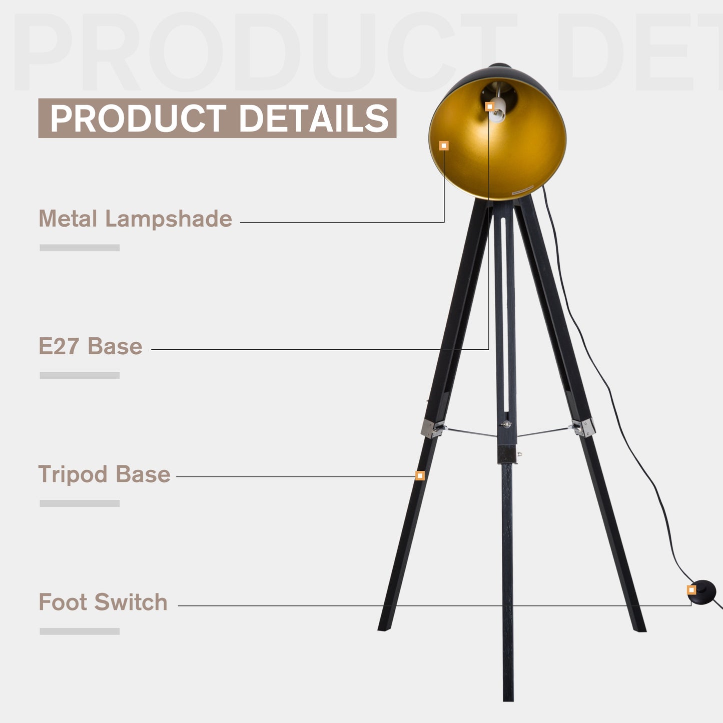 LightGlow Tripod Lamp - Black Gold