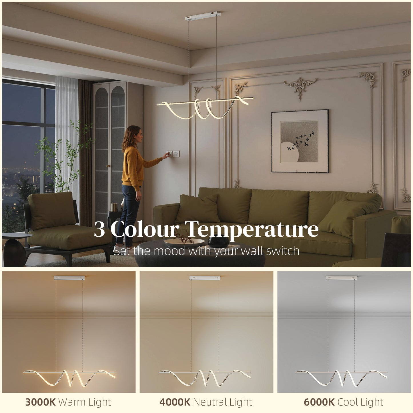 LightGlow 3-Color Pendant Light - Silver