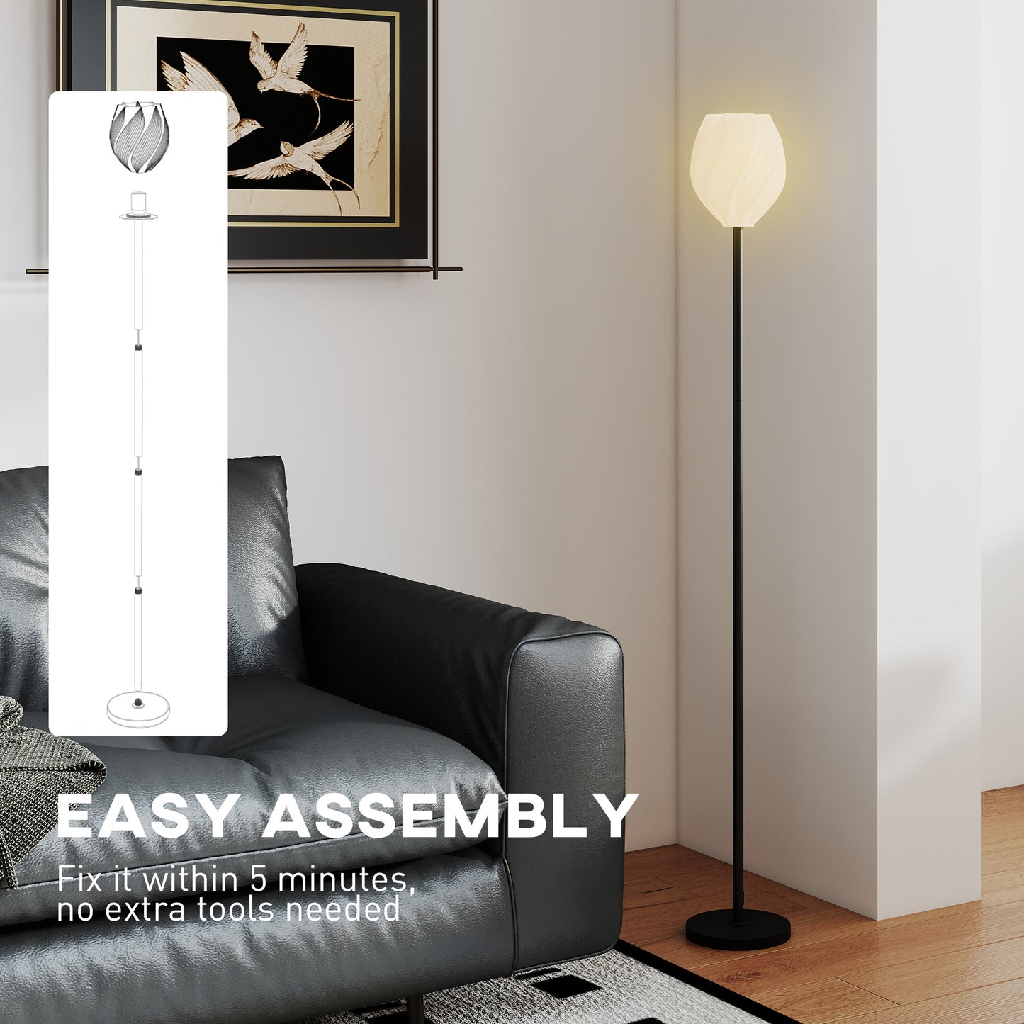 LightGlow Rose Floor Lamp - White
