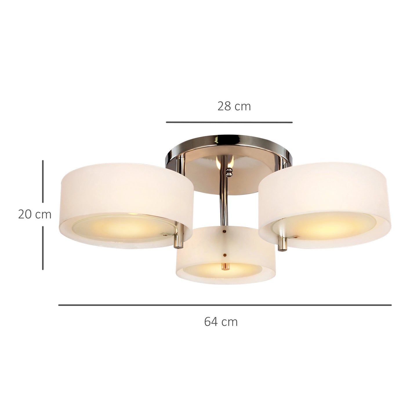 LightGlow Acrylic 3-Light Pendant - Chrome