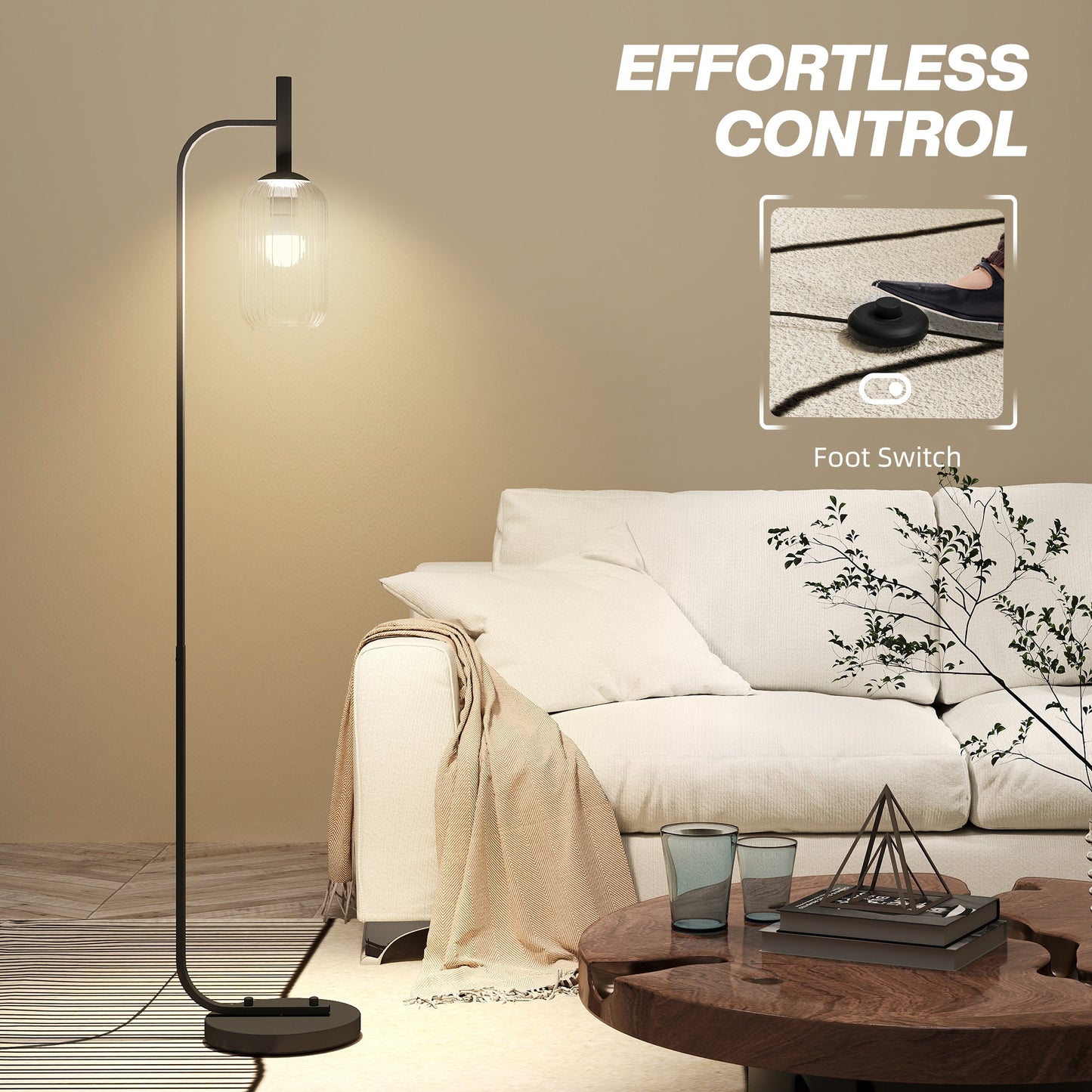 LightGlow Modern Floor Lamp - Black