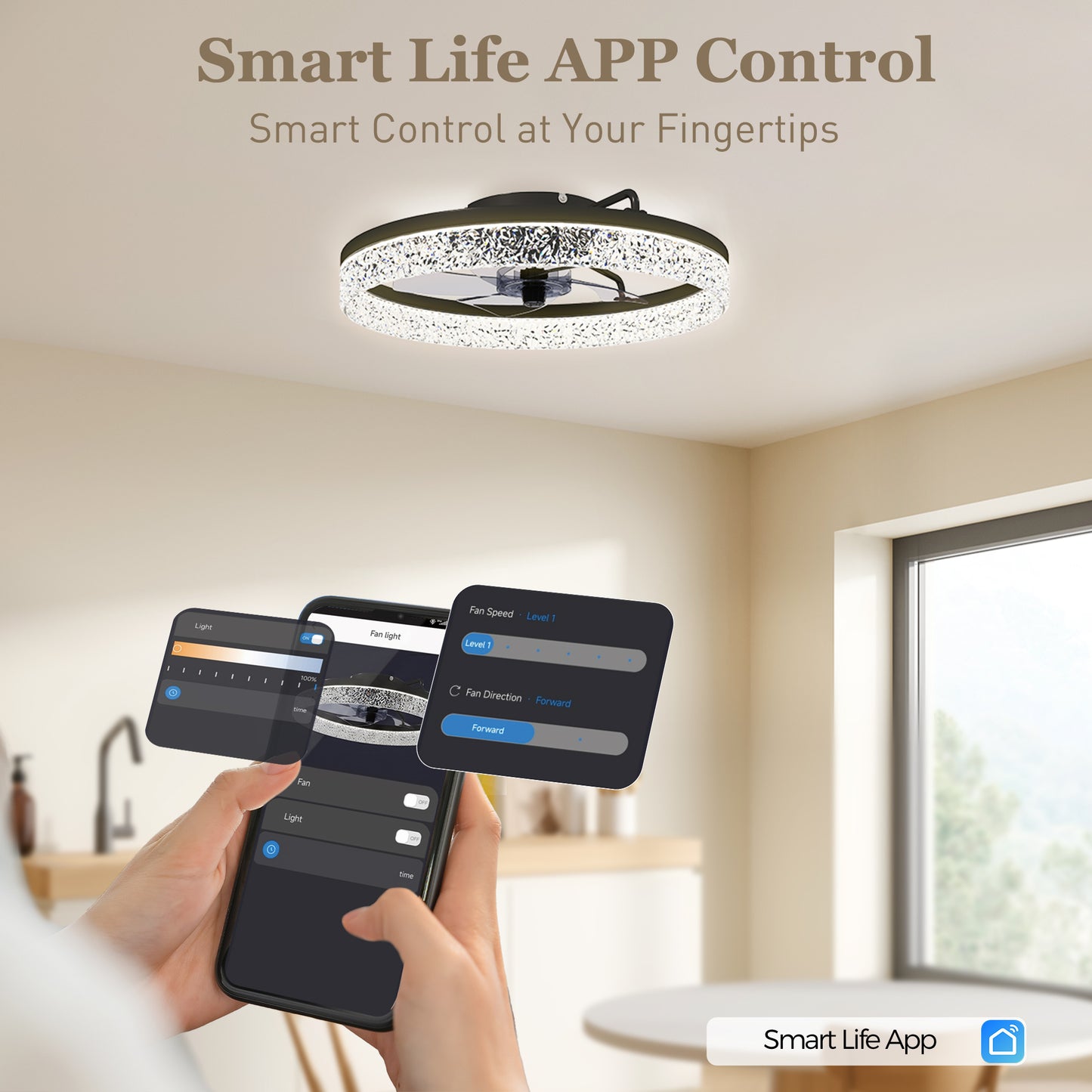 LightGlow Dimmable LED Ceiling Fan - Black