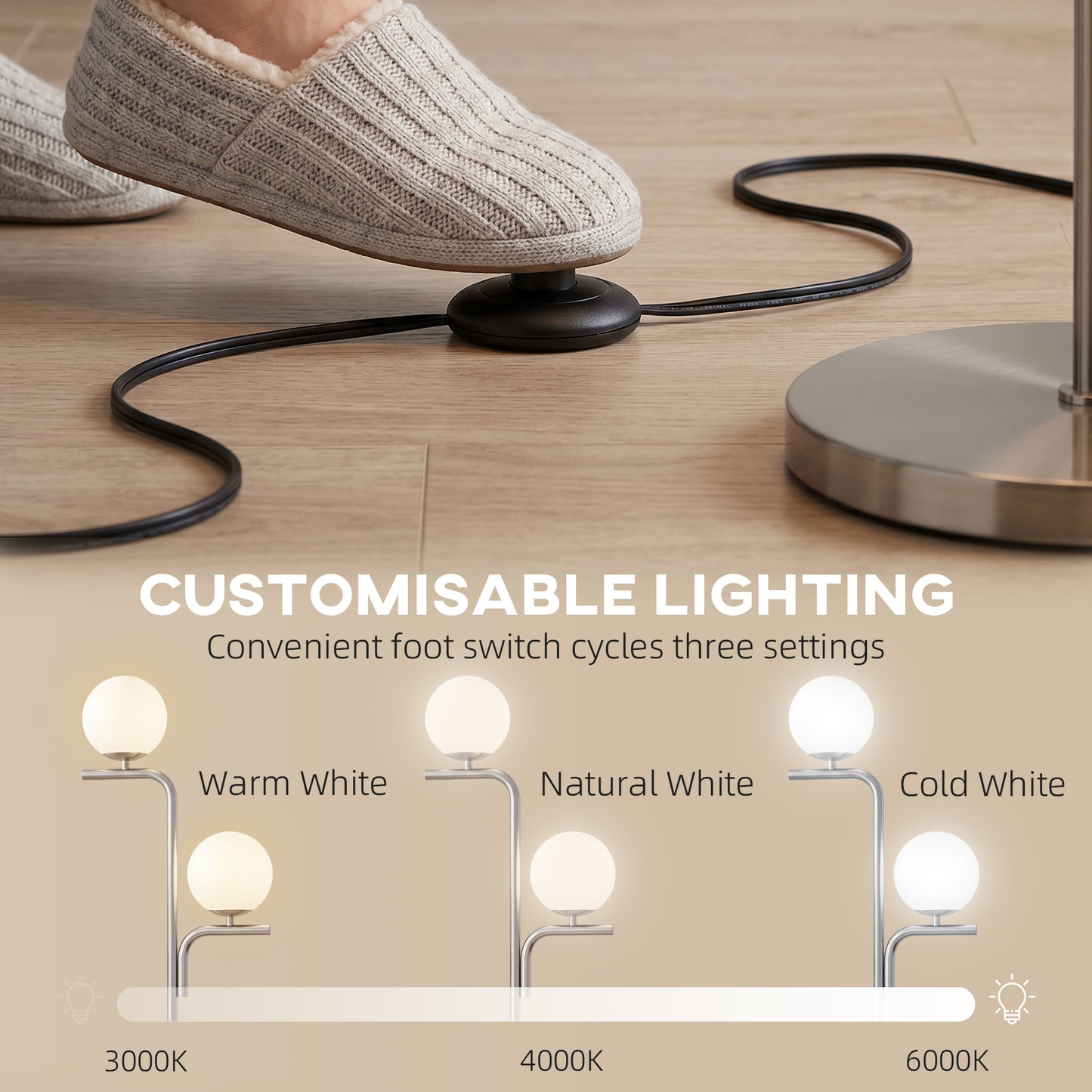 LightGlow LED Floor Lamp - Silver